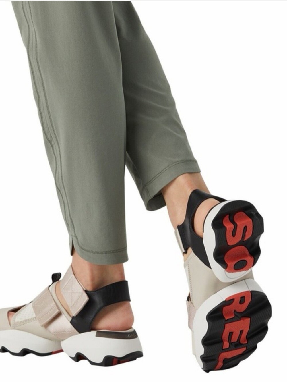 SOREL Womens Shoes Kinetic  Impact Leather Hook And Loop Sandals